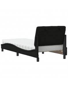 Letto con Materasso Nero 80x200 cm in Tessuto