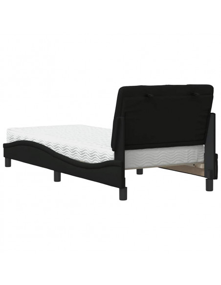 Letto con Materasso Nero 80x200 cm in Tessuto