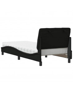 Letto con Materasso Nero 90x200 cm in Tessuto