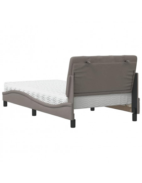 Letto con Materasso Tortora 100x200 cm in Tessuto