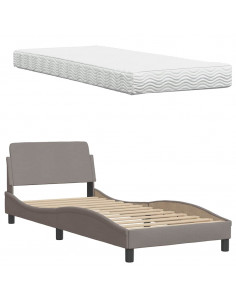 Letto con Materasso Tortora 90x190 cm in Tessuto 2