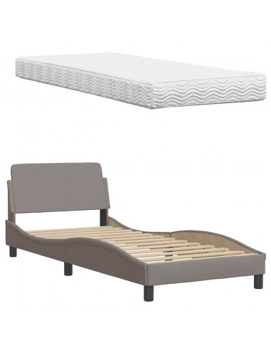 Letto con Materasso Tortora 90x190 cm in Tessuto