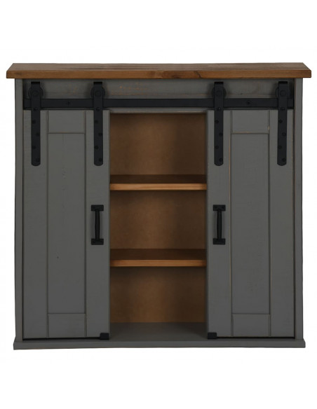 Pensile HALDEN 2 Ante Scorrevoli Grigio 75x22,5x70 cm Pino