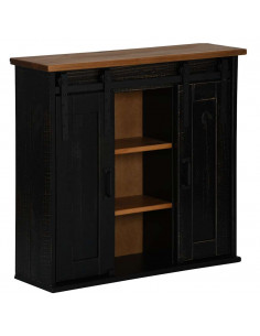 Pensile HALDEN 2 Ante Scorrevoli Nero 75x22,5x70 cm Pino