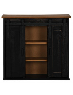 Pensile HALDEN 2 Ante Scorrevoli Nero 75x22,5x70 cm Pino 2