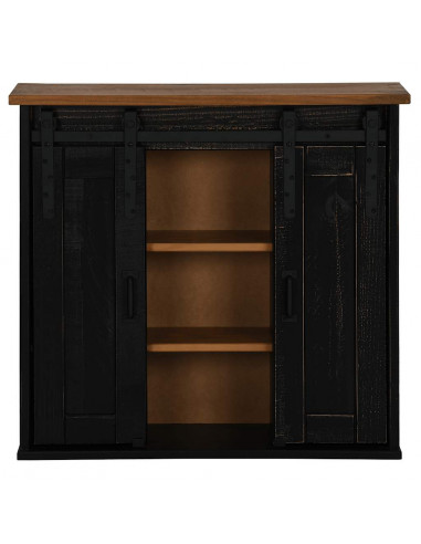 Pensile HALDEN 2 Ante Scorrevoli Nero 75x22,5x70 cm Pino