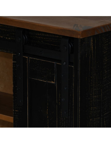 Pensile HALDEN 2 Ante Scorrevoli Nero 75x22,5x70 cm Pino