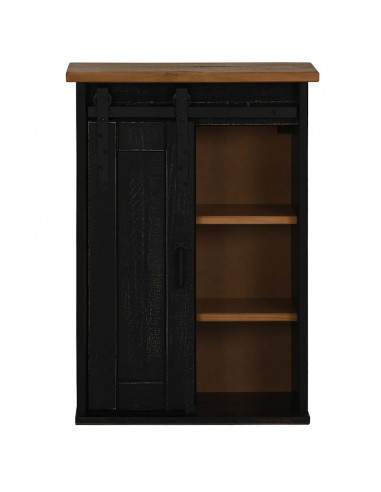 Pensile HALDEN con Anta Scorrevole Nero 49x22,5x70 cm in Pino