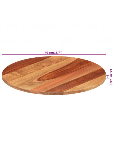 Piano Tavolo in Legno Massello di Acacia Rotondo 15-16 mm 40 cm
