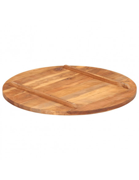 Piano Tavolo in Legno Massello di Acacia Rotondo 25-27 mm 80 cm