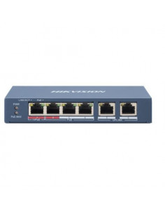 SWITCH HIKVISION L2, Unmanaged, 4 10/100M RJ45 PoE ports, 2 10/100M RJ45 uplink ports, 802.3af/at/bt, port 1 support Hi-PoE 60w