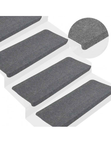 Tappetini Autoadesivi per Scale 30 pz Grigi 65x24,5x3,5 cm