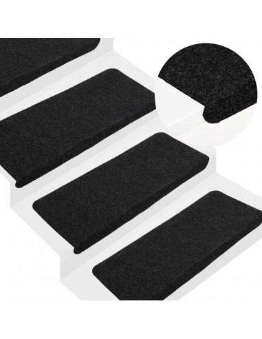 Tappetini Autoadesivi per Scale 30 pz Neri 65x24,5x3,5 cm