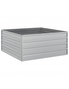 Letto Rialzato Giardino 100x100x45 cm in Acciaio Zincato Argento