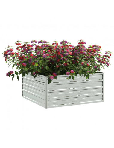 Letto Rialzato Giardino 100x100x45 cm in Acciaio Zincato Argento