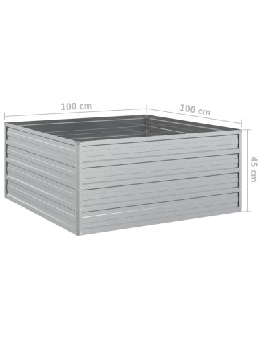 Letto Rialzato Giardino 100x100x45 cm in Acciaio Zincato Argento