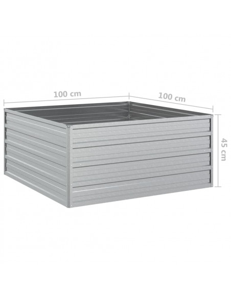 Letto Rialzato Giardino 100x100x45 cm in Acciaio Zincato Argento