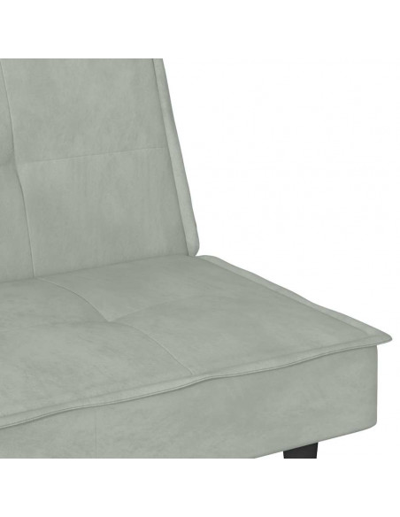 Divano Letto con Portabicchieri in Velluto Grigio Chiaro