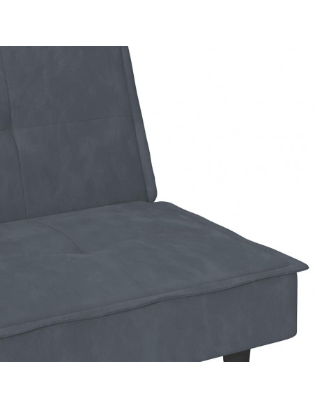 Divano Letto con Portabicchieri in Velluto Grigio Scuro