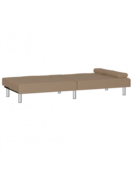 Divano Letto con Portabicchieri in Similpelle Cappuccino