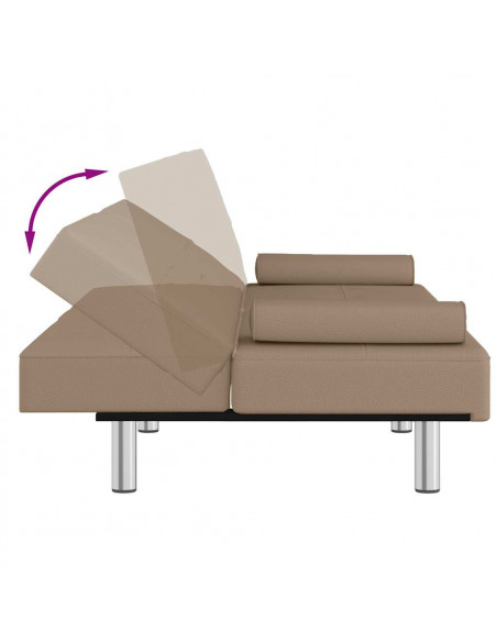 Divano Letto con Portabicchieri in Similpelle Cappuccino