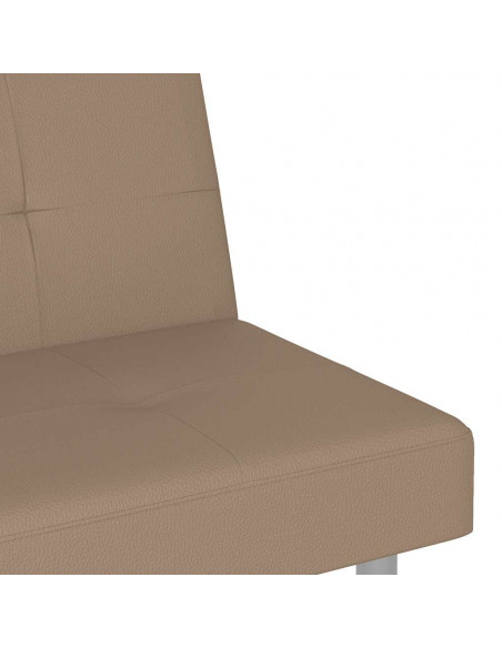 Divano Letto con Portabicchieri in Similpelle Cappuccino