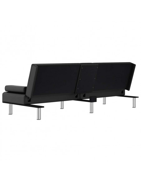 Divano Letto con Portabicchieri in Similpelle Nero