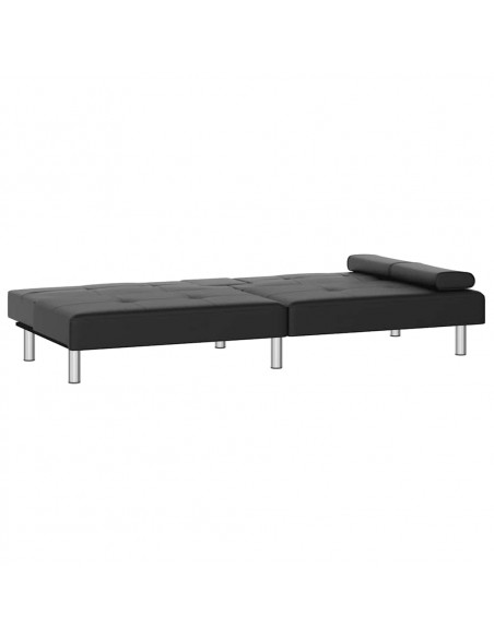 Divano Letto con Portabicchieri in Similpelle Nero