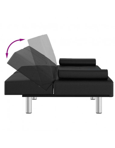 Divano Letto con Portabicchieri in Similpelle Nero