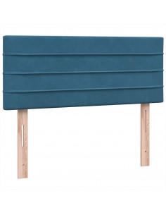 Letto a Molle con Materasso e LED Blu Scuro 120x210 cm in Velluto 2