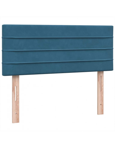 Letto a Molle con Materasso e LED Blu Scuro 120x210 cm in Velluto