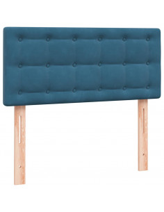 Letto a Molle con Materasso e LED Blu Scuro 80x220 cm Velluto