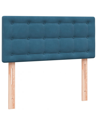 Letto a Molle con Materasso e LED Blu Scuro 80x220 cm Velluto