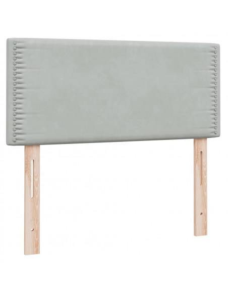 Letto a Molle con Materasso e LED grigio chiaro 90x210 cm Velluto