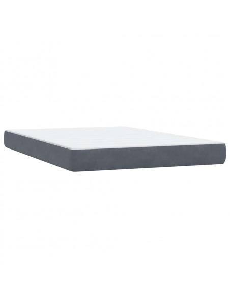 Letto a Molle con Materasso e LED Grigio Scuro 160x210 cm Velluto