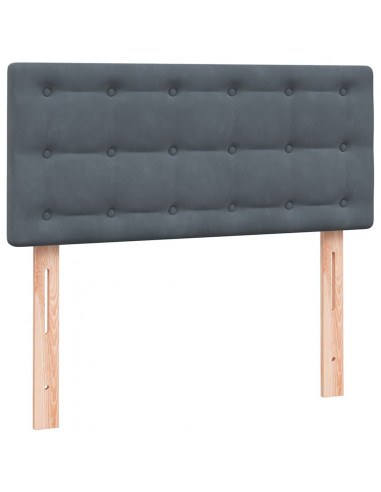 Letto a Molle con Materasso e LED Grigio Scuro 80x210 cm Velluto