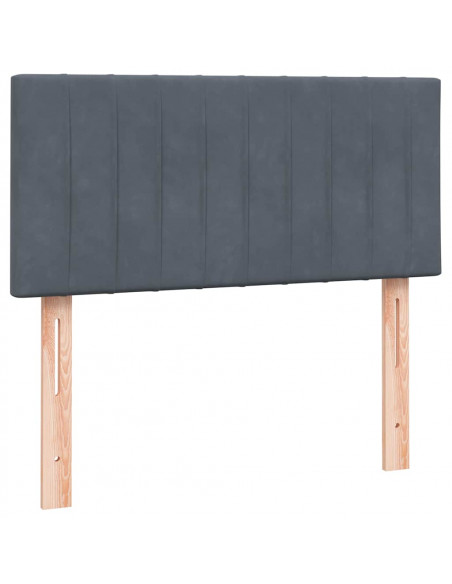 Giroletto a Molle con Materasso Grigio Scuro 80x220 cm Velluto