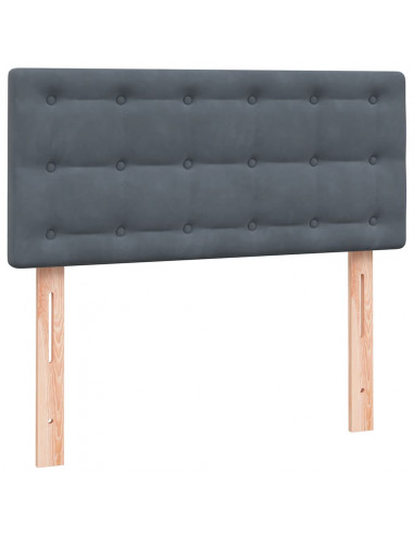 Giroletto a Molle con Materasso Grigio Scuro 90x210 cm Velluto