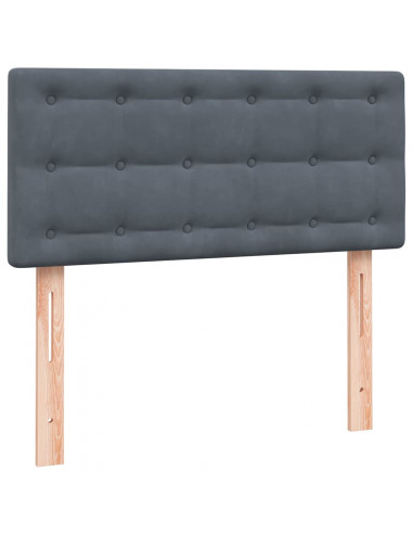 Letto a Molle con Materasso e LED Grigio Scuro 90x210 cm Velluto