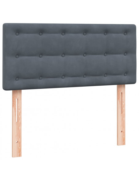 Letto a Molle con Materasso e LED Grigio Scuro 90x210 cm Velluto