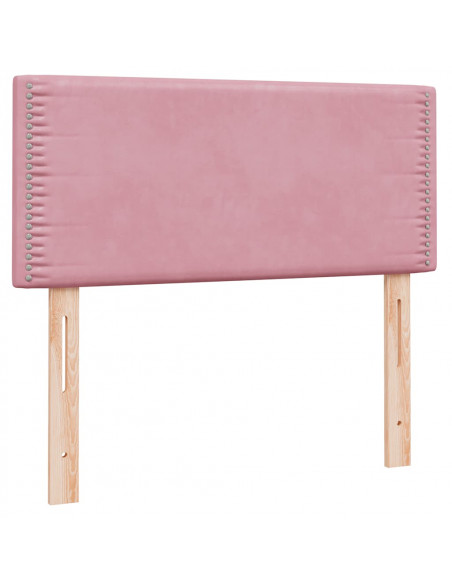 Letto a Molle con Materasso e LED Rosa 100x220 cm in Velluto