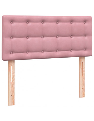 Letto a Molle con Materasso e LED Rosa 100x220 cm in Velluto