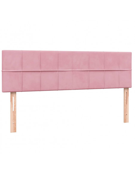 Letto a Molle con Materasso e LED Rosa 140x220 cm in Velluto