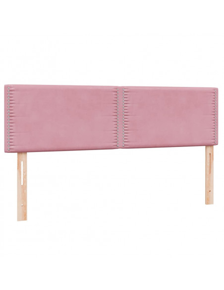 Letto a Molle con Materasso e LED Rosa 160x210 cm in Velluto