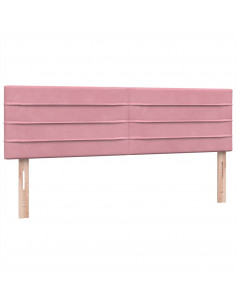 Letto a Molle con Materasso e LED Rosa 160x210 cm in Velluto 2