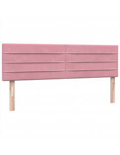Letto a Molle con Materasso e LED Rosa 160x220 cm in Velluto 2