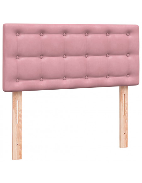 Letto a Molle con Materasso e LED Rosa 90x210 cm Velluto