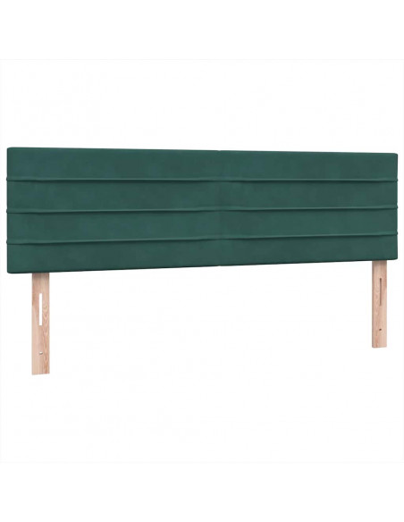 Letto a Molle con Materasso e LED Verde Scuro 160x210 cm Velluto
