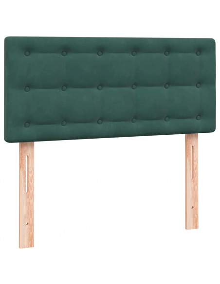 Letto a Molle con Materasso e LED Verde Scuro 90x210 cm Velluto