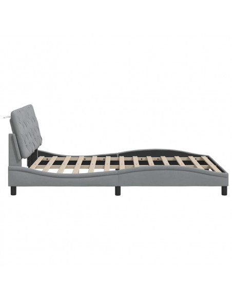 Giroletto con LED senza Materasso Grigio Chiaro 140x190 cm